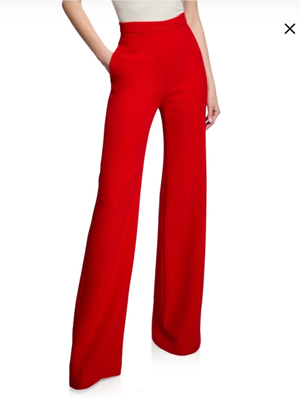 Brandon Maxwell Wide Leg Pants 12 Red High Rise Trousers New York Designer